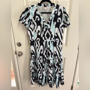 Jude Connally Beth Grand Ikat Navy Dress Size Large